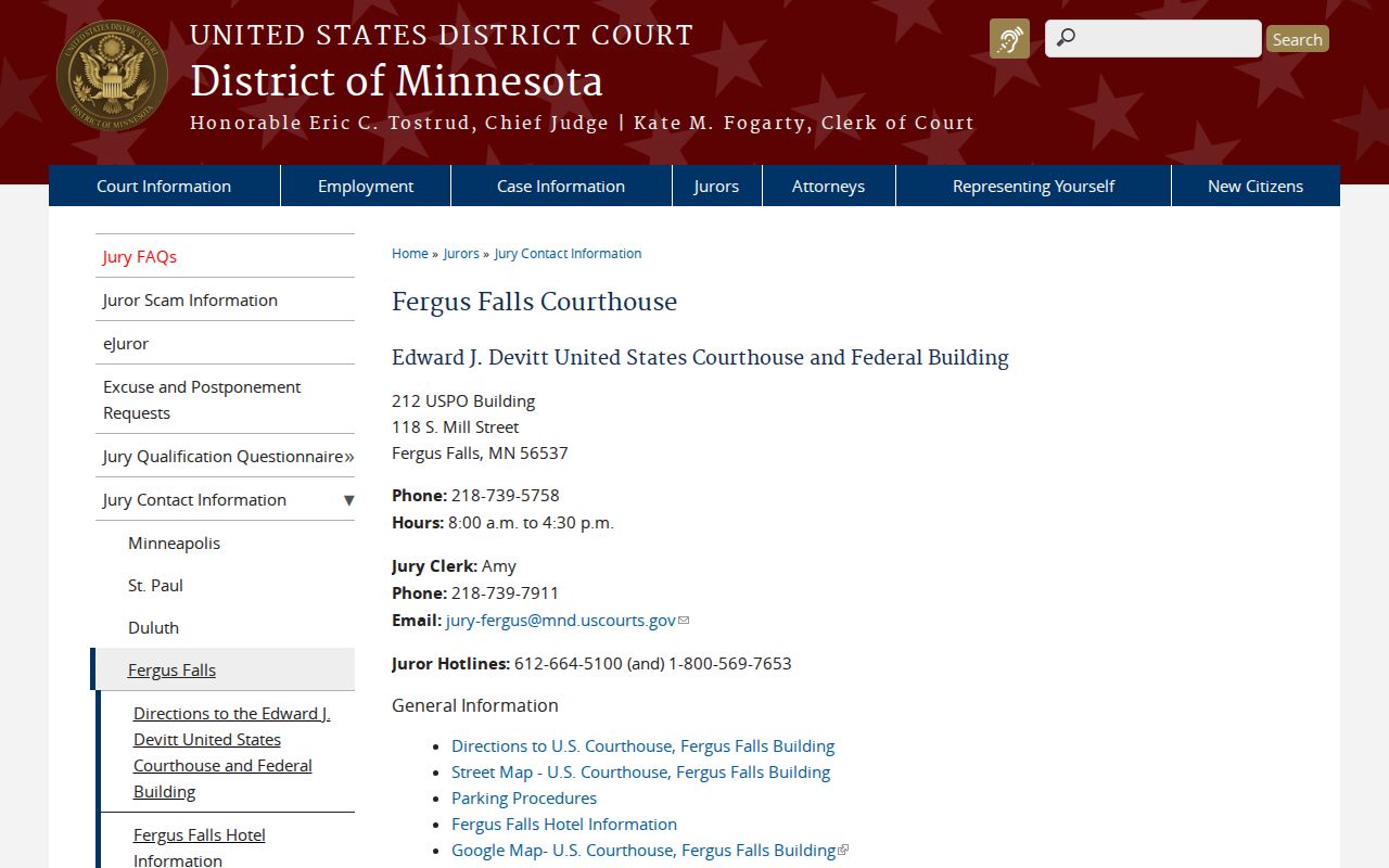 Argyle court records and Fergus Falls federal courthouse