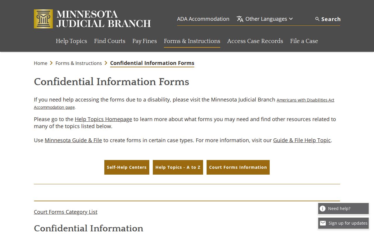 Marshall County court records Minnesota court forms index