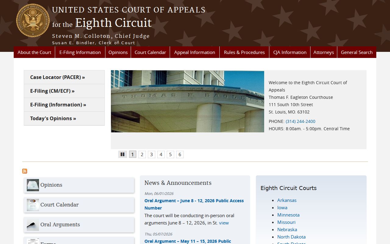 Middle River court records and Eighth Circuit court information