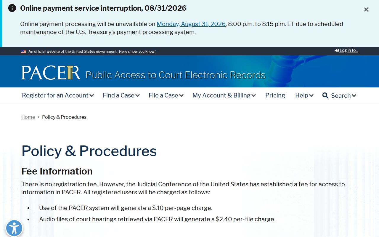 Newfolden court records and PACER policy information