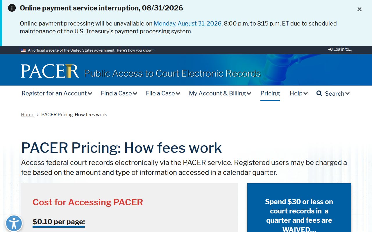 Newfolden court records and PACER pricing information