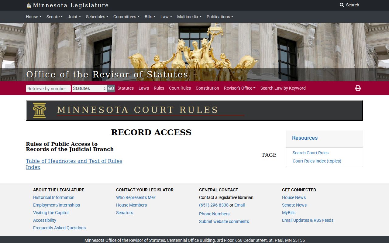 Stephen court records and Minnesota court rules index