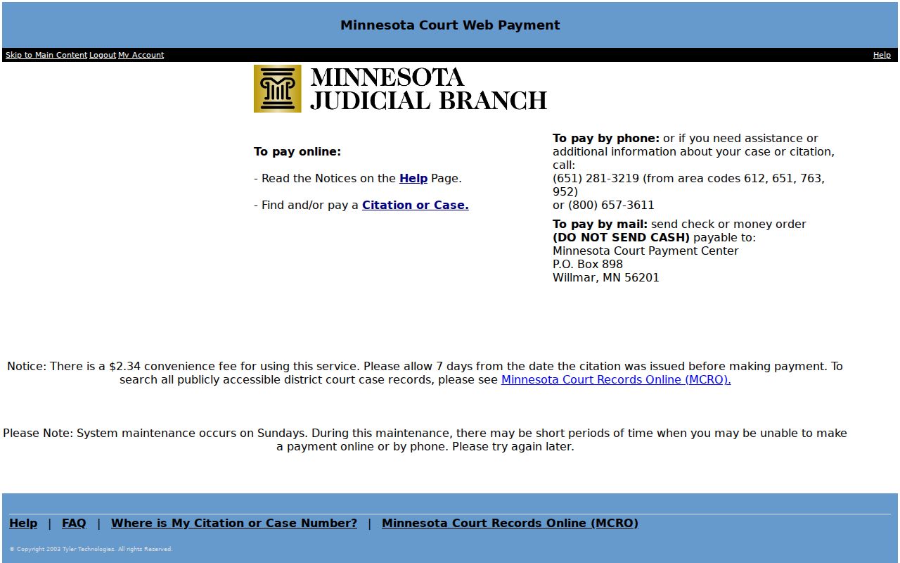 Marshall County traffic court records Minnesota Court WebPay