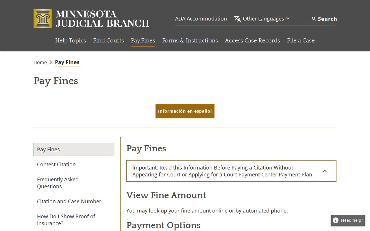 Marshall County traffic court records Minnesota Court Payment Center